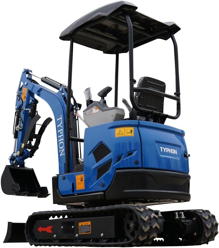 TYPHON Terror XVII Lux Mini Excavator – 1.7 Ton Trench Digger with Boom Swing, Canopy, 400mm Wide Bucket – Mini Excavator Machine for Garden, Farms, Parks, Roads