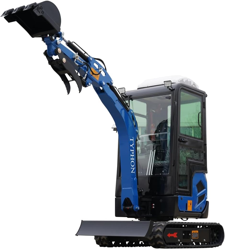4,000 lb TYPHON TERROR XVII Mini Excavator Rubber Track with AC Heater Cabin and Kubota D902 Diesel Engine USA