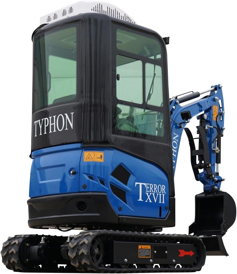 4,000 lb TYPHON TERROR XVII Mini Excavator Rubber Track with AC Heater Cabin and Kubota D902 Diesel Engine USA