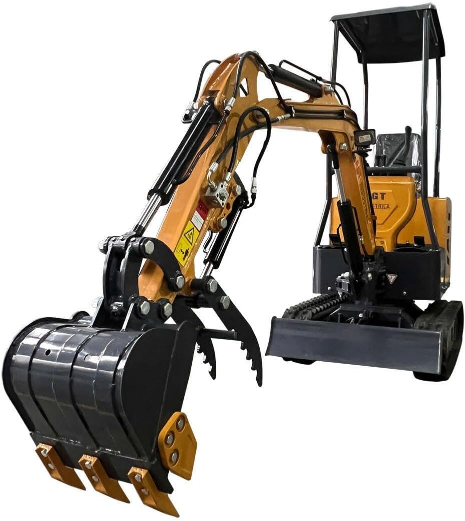 1 Ton, 13.5 HP Gasoline Engine (B&S) Mini Excavator w/Hydraulic Thumb & Side Swing Boom | AGT-DM12-C