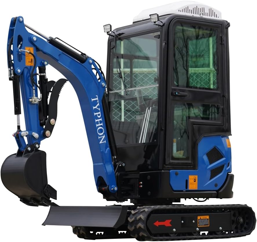 4,000 lb TYPHON TERROR XVII Mini Excavator Rubber Track with AC Heater Cabin and Kubota D902 Diesel Engine USA