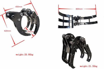 TYPHON Attachments Grapple Attachment for Mini Excavators Digger Bagger Track Crawler Machinery Machine Grabber Grapper