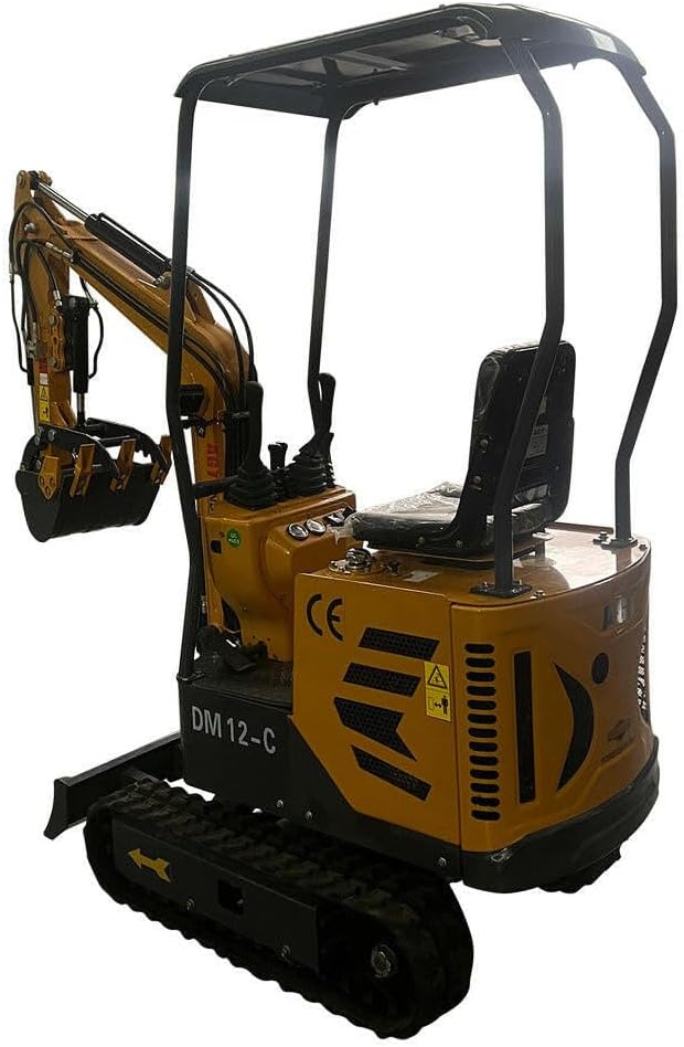 1 Ton, 13.5 HP Gasoline Engine (B&S) Mini Excavator w/Hydraulic Thumb & Side Swing Boom | AGT-DM12-C