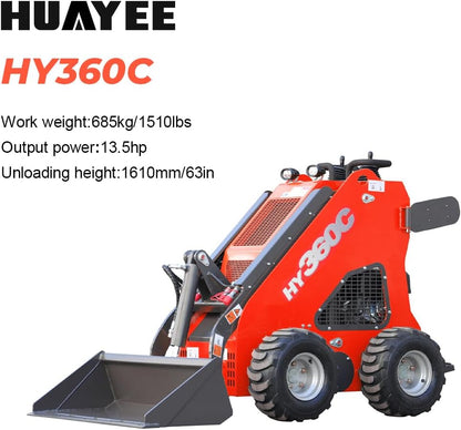 HY360C Wheeled Stand-On Mini Skid Steer Loader with Bucket, B&S Gas Engine EPA Certified, Compact for Lawn Farm Garden Material Handling, Curbside delivery & Professional unloading Included