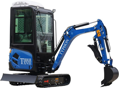 4,000 lb TYPHON TERROR XVII Mini Excavator Rubber Track with AC Heater Cabin and Kubota D902 Diesel Engine USA
