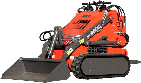 HY480C Crawler Stand-On Mini Skid Steer Loader with Bucket, 23HP EPA Certified Gas Engine, for Landscaping Farm Construction, Curbside delivery & Professional unloading Included
