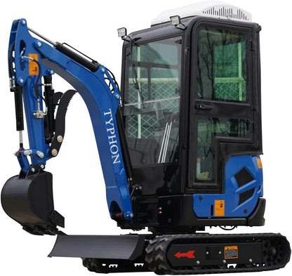 4,000 lb TYPHON TERROR XVII Mini Excavator Rubber Track with AC Heater Cabin and Kubota D902 Diesel Engine USA