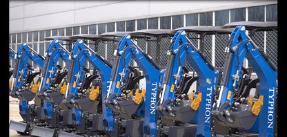 Terror XI Storm Mini Excavator – 1.1 Ton Trench Digger with Boom Swing, Hydraulic Thumb Clip, Bucket, Hydraulic Oil Cooler