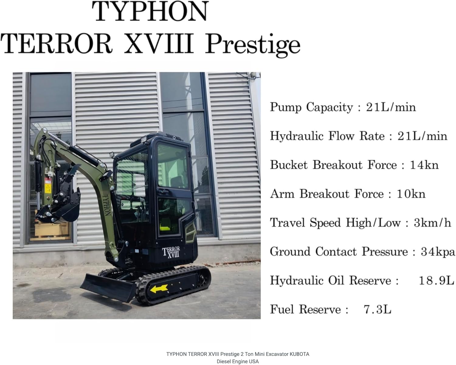 TYPHON Mini Excavator Gas Engine EPA Machine, Crawler Excavator for Construction Works, Suitable for Farms, Roads, Parks, Orchards, Gardens, Digging Trenches, Fertilizing, Weeding
