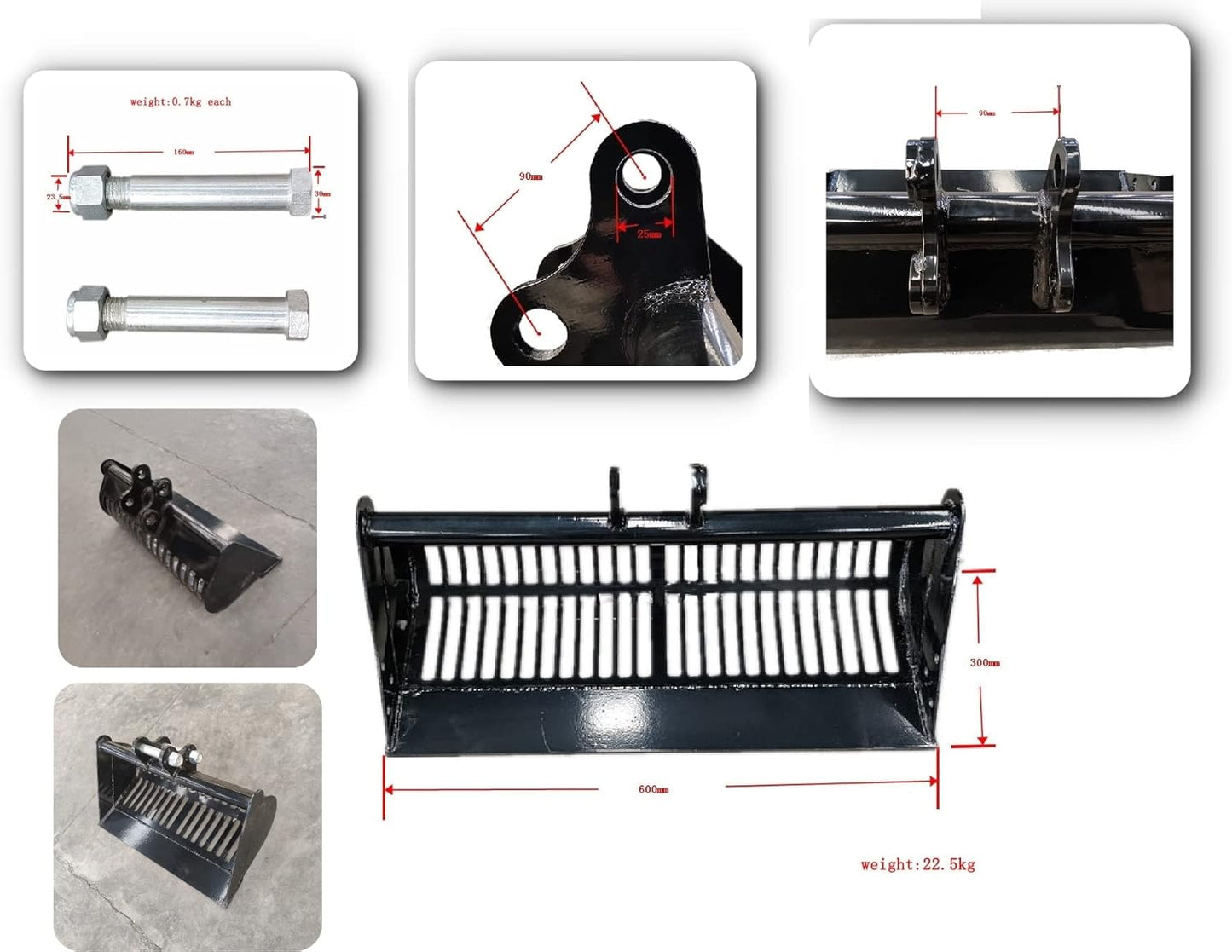 TYPHON Attachments Screening Skeleton Bucket 600mm: Attachment for TYPHON Mini Excavators Machinery Machine Digger Track Crawler Heavy Machinery