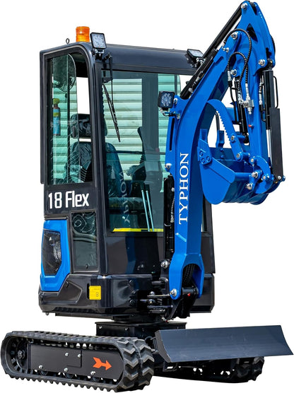 TYPHON 18 Flex 4,000 lbs Mini Crawler Excavator for Garden, Farm, Park, Road Micro Digger Ideal for Digging, Drilling, Bull-Dozing with 12 Different attachments