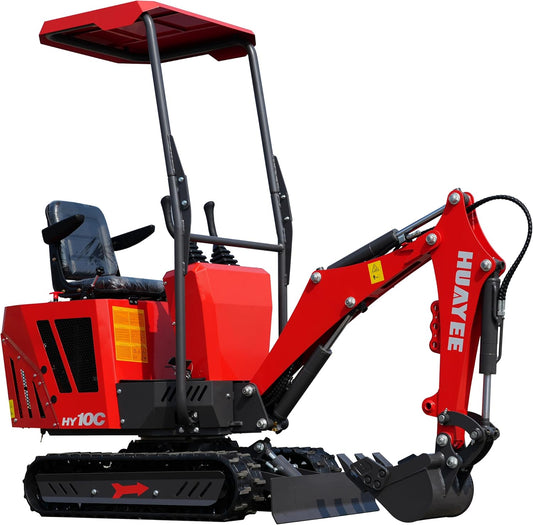 HY10C 1 Ton Mini Excavator, 13.5HP Gasoline Powered Compact Digger with EPA Certificate, Tracked Backhoe for Trenching, Farming, Landscaping, Curbside delivery & Professional unloading Included