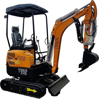 4,000 lbs TERROR XVIII Mini Excavator, EPA certified USA KUBOTA D902 Diesel Engine Machine for Garden, Farms, Parks, Roads – Ideal for Digging, Drilling, Bull-Dozing