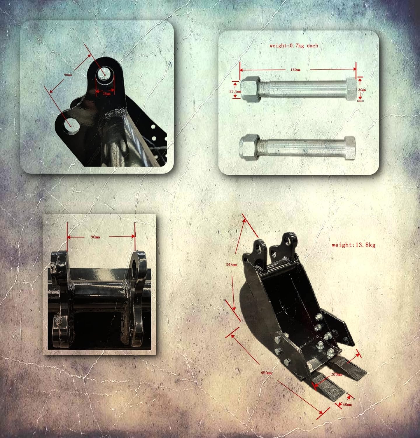 TYPHON Attachments: 200mm Narrow Bucket: Attachment for Mini Excavators Mini Excavator Machine