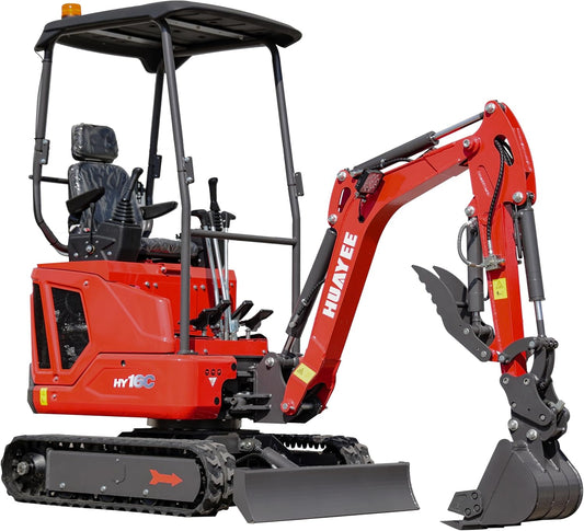HY16C 1.6T Mini Excavator, KubotaDiesel 14HP, w/Pilot Controls Side Swing Boom for Construction Landscaping, Includes Hydraulic Thumb & Semi-Auto Quick Coupler, Includes delivery & unloading services