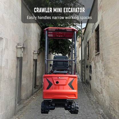 HY12C 1.2 Ton Mini Excavator with Hydraulic Thumb, 13.5HP Gasoline Engine EPA Certified, Compact Tracked Digger for Material Handling, Trenching, Landscaping, Includes delivery & unloading services